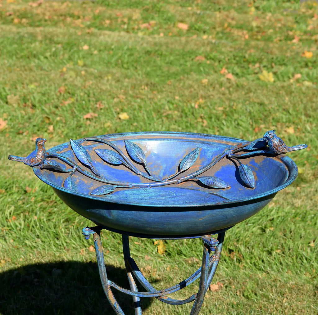 Two Birds" Iron Birdbath - 3 Color Options