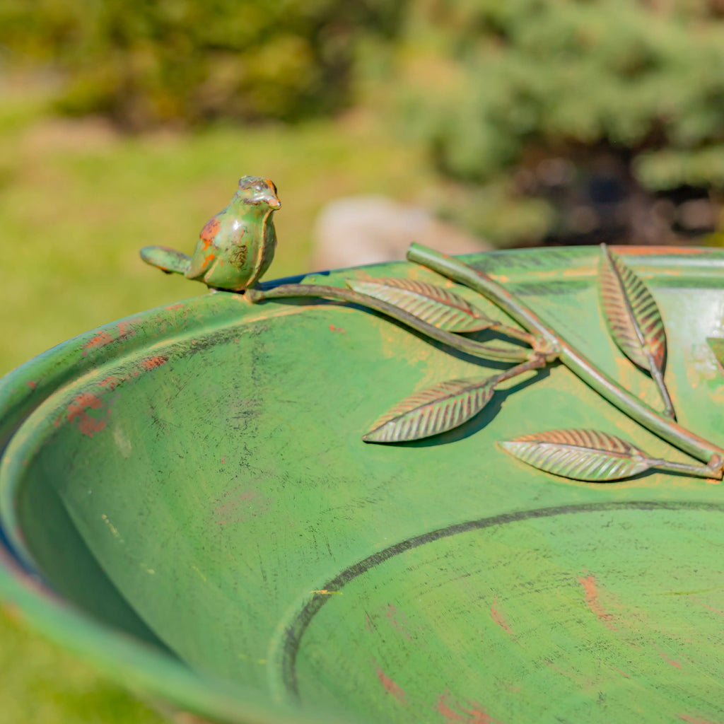Two Birds" Iron Birdbath - 3 Color Options
