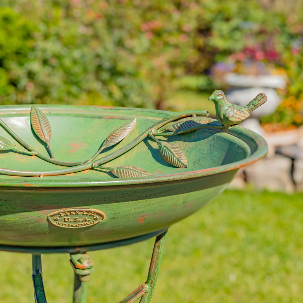 Two Birds" Iron Birdbath - 3 Color Options