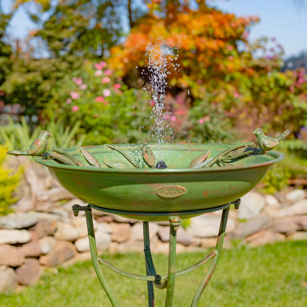 Two Birds" Iron Birdbath - 3 Color Options