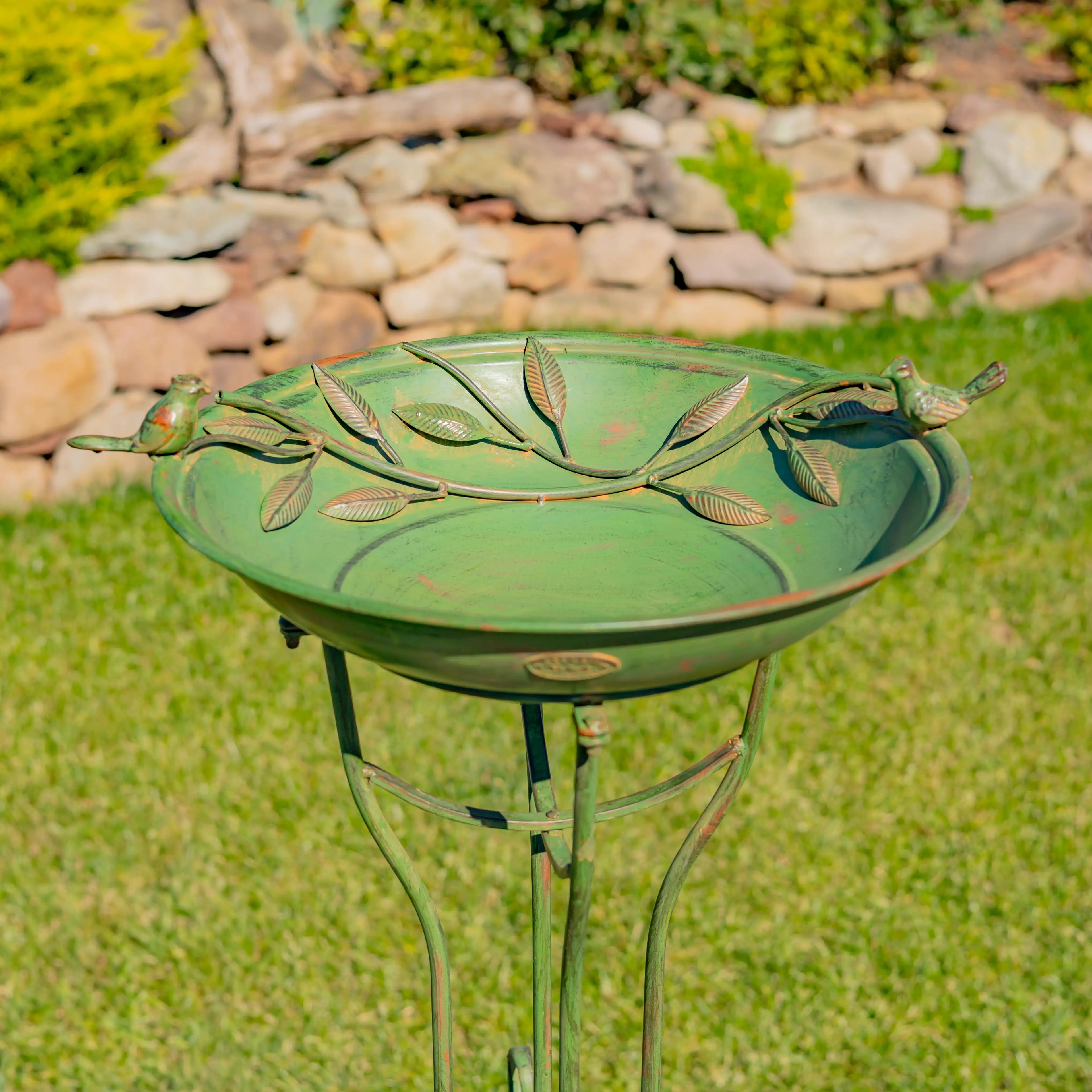 Two Birds" Iron Birdbath - 3 Color Options