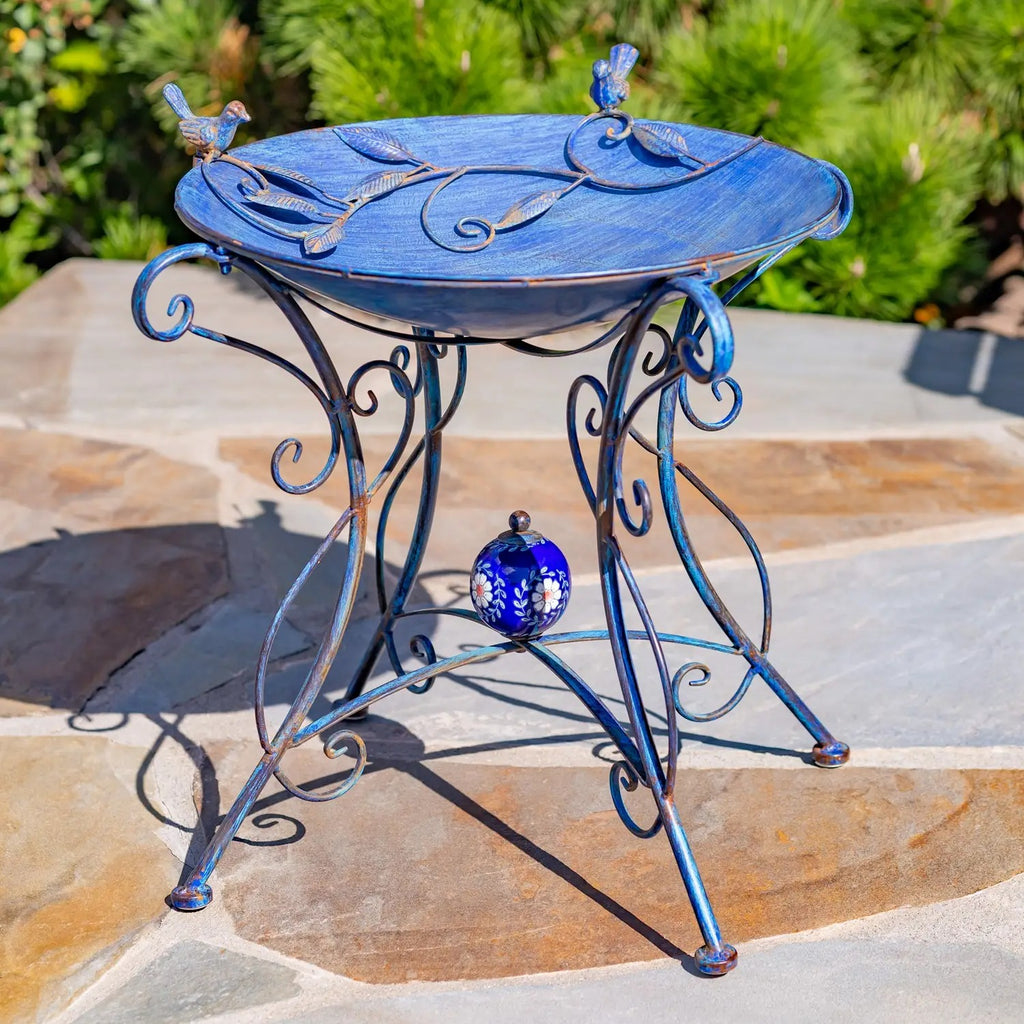Two Birds" Iron Birdbath - 3 Color Options