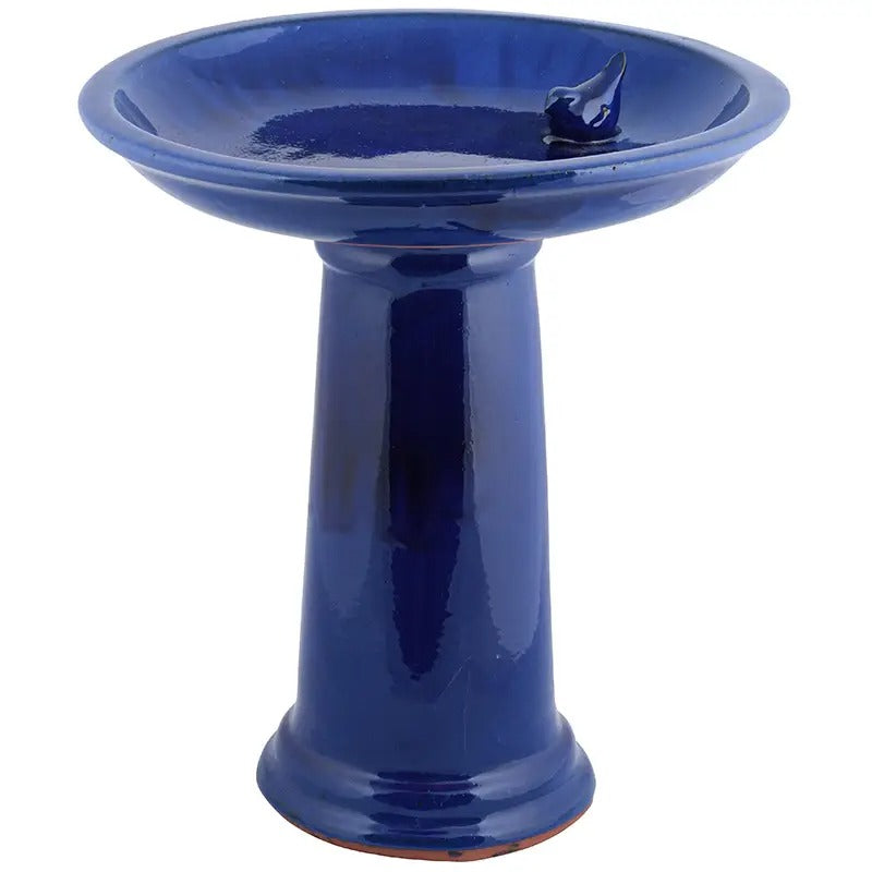 Bird Bath On Pedestal W/Bird Ceramic